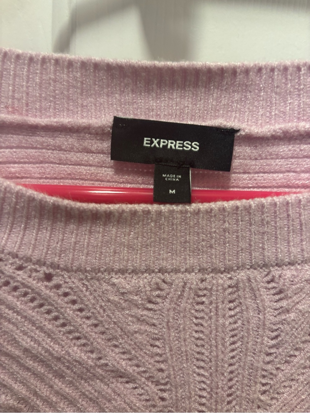 Express Lavender Cable-Knit Crewneck Sweater